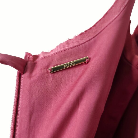 Alexis Demina Rose Pink Rosette Midi Dress Size XXS Raw Edge Floral Sleeveless - Picture 5 of 15